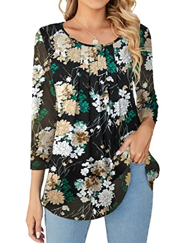 WANGZHI Bluse Damen Elegant Dressy Rundhalsausschnitt Double Layers Mesh Tunika Blusen von WANGZHI