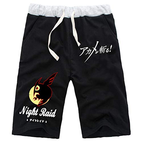 WANHONGYUE Anime Akame Ga Kill Herren Sport Shorts Kurze Hose Sweatpants Beach Jogging Hosen Boardshorts Schwarz/1 XXL von WANHONGYUE