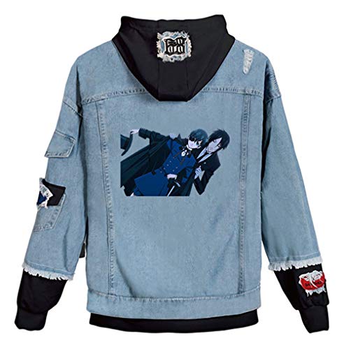 WANHONGYUE Anime Black Butler Hoodie Denim Jacket Cosplay Kostüm Jeansjacke Outwear Sweatshirt Pulli Mäntel Blau/8 XXL von WANHONGYUE