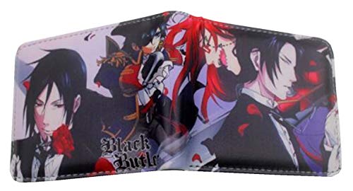 WANHONGYUE Anime Brieftasche Geldbörse Herren Kunstleder Wallet Geldbeutel Bifold Münzfach Karten Geldtasche Black Butler/1 von WANHONGYUE