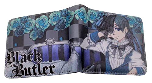 WANHONGYUE Anime Brieftasche Geldbörse Herren Kunstleder Wallet Geldbeutel Bifold Münzfach Karten Geldtasche Black Butler/2 von WANHONGYUE