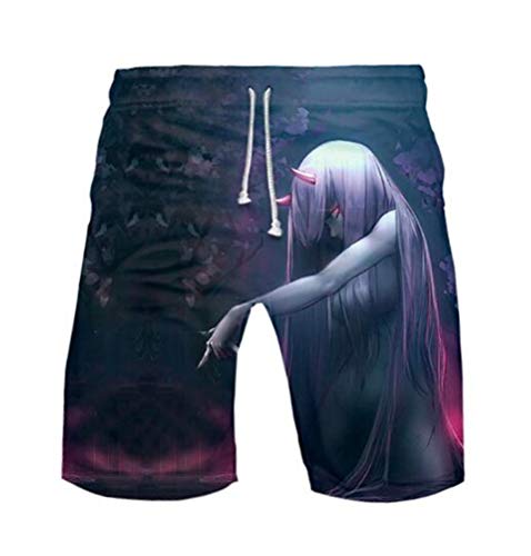 WANHONGYUE Anime Darling In The Franxx Herren Badehose Strand Shorts 3D Druck Sommer Beach Shorts Boardshorts 1100/9 XXL von WANHONGYUE