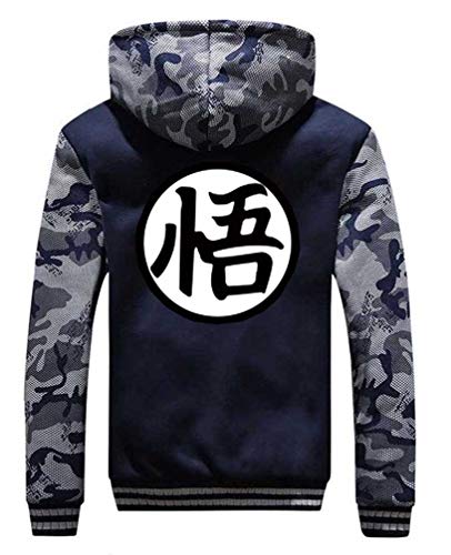 WANHONGYUE Anime Dragon Ball Hoodie Kapuzenpullover Herren Cosplay Kostüm Plus Samt Camo Sweatjacke Mantel 1 XXL von WANHONGYUE