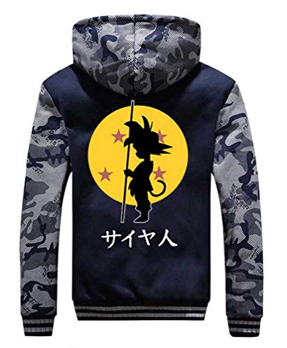WANHONGYUE Anime Dragon Ball Hoodie Kapuzenpullover Herren Cosplay Kostüm Plus Samt Camo Sweatjacke Mantel 4 XL von WANHONGYUE