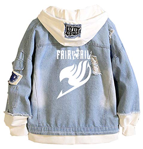 WANHONGYUE Anime Fairy Tail Hoodie Denim Jacket Unisex Cosplay Jeansjacke Outwear Mäntel Blau 2 M von WANHONGYUE