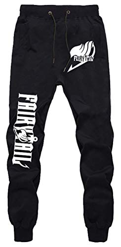 WANHONGYUE Anime Fairy Tail Sweatpants Jogginghose Cosplay Kostüm Lange Trousers Sporthose Trainingsanzug mit Taschen Schwarz 3 M von WANHONGYUE