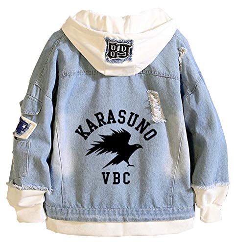 WANHONGYUE Anime Haikyuu Jeansjacke Hoodie Denim Jacket Unisex Kapuzenpullover Sweatshirt Mantel Blau/10-XL von WANHONGYUE