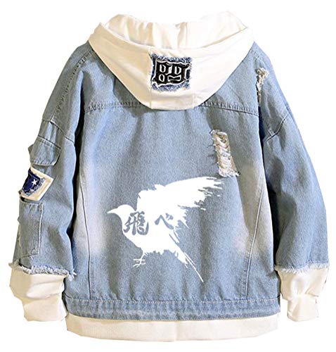 WANHONGYUE Anime Haikyuu Jeansjacke Hoodie Denim Jacket Unisex Kapuzenpullover Sweatshirt Mantel Blau/23-L von WANHONGYUE