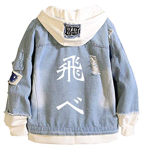 WANHONGYUE Anime Haikyuu Jeansjacke Hoodie Denim Jacket Unisex Kapuzenpullover Sweatshirt Mantel Blau/25-XL von WANHONGYUE