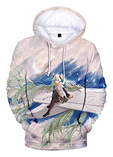 WANHONGYUE Anime Hatsune Miku Vocaloid 3D Druck Hoodie Kapuzenpullover Sweater Cosplay Kostüm Langarm Pulli Sweatshirt Mantel 765/13 XXS von WANHONGYUE