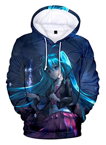 WANHONGYUE Anime Hatsune Miku Vocaloid 3D Druck Hoodie Kapuzenpullover Sweater Cosplay Kostüm Langarm Pulli Sweatshirt Mantel 765/18 S von WANHONGYUE