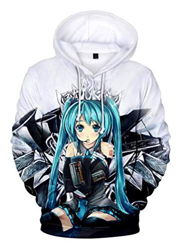 WANHONGYUE Anime Hatsune Miku Vocaloid 3D Druck Hoodie Kapuzenpullover Sweater Cosplay Kostüm Langarm Pulli Sweatshirt Mantel 765/6 M von WANHONGYUE