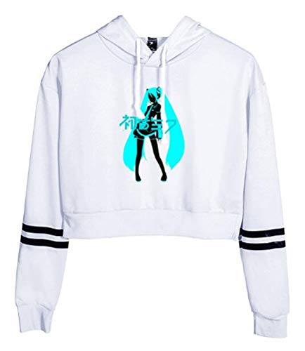 WANHONGYUE Anime Hatsune Miku Vocaloid Crop Top Hoodie Damen Mädchen Kapuzenpullover Sweatshirt Sport Pulli Sweatjacke 2B46/7-S von WANHONGYUE