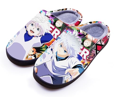 WANHONGYUE Anime Hunter×Hunter Killua Zoldyck Slippers Women Men Fuzzy House Slippers with Rubber Sole Winter Warm Indoor Outdoor Anti-slip Shoes von WANHONGYUE