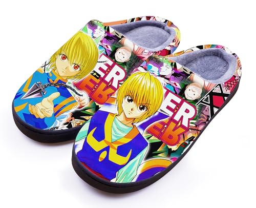 WANHONGYUE Anime Hunter×Hunter Kurapika Slippers Women Men Fuzzy House Slippers with Rubber Sole Winter Warm Indoor Outdoor Anti-slip Shoes von WANHONGYUE