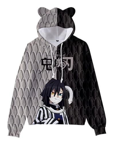 WANHONGYUE Anime Iguro Obanai 3D Print Hoodie Sweatshirt Women's Cartoon Long Sleeve Pullover Girls Cat Ears Hooded Sweater, Obanai 4XL von WANHONGYUE