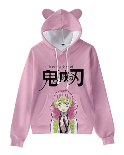 WANHONGYUE Anime Kanroji Mitsuri 3D Print Hoodie Sweatshirt Women's Cartoon Long Sleeve Pullover Girls Cat Ears Hooded Sweater, Mitsuri 3XL von WANHONGYUE