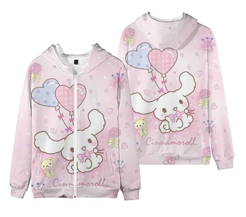 WANHONGYUE Anime Kapuzenpullover Sweatshirt Damen Fleecejacke mit Kapuze Mädchen Kapuzenpulli mit Reißverschluss Cartoon Langarm Pullover, Farbe/4, 4XL von WANHONGYUE
