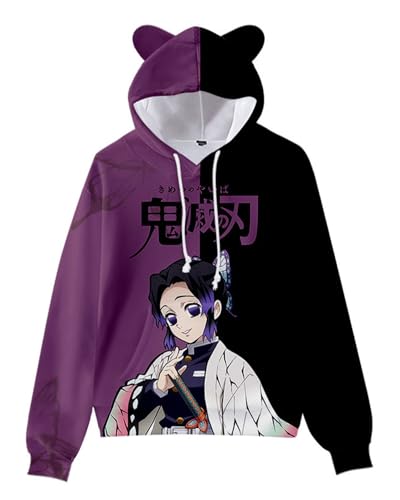 WANHONGYUE Anime Kochou Shinobu 3D Print Hoodie Sweatshirt Women's Cartoon Long Sleeve Pullover Girls Cat Ears Hooded Sweater, Shinobu XL von WANHONGYUE