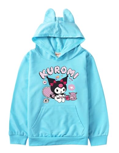 WANHONGYUE Anime Kuro-mi Hoodie Sweatshirt Noos Kapuzenpullover Langarm Pulli Sweatjacke mit Ohren Kapuze Petite Damen Mädchen, Hellblau, Size S von WANHONGYUE