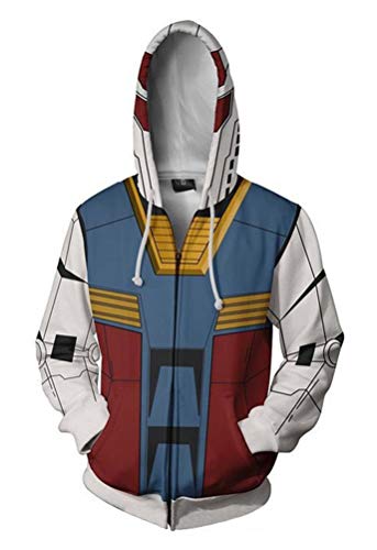 WANHONGYUE Anime Mobile Suit Gundam 3D Druck Hoodie Sweatjacke Full Zip Hoody Kapuzenpullover Sweatshirt Mantel Tops Strickjacke 672/2 XXL von WANHONGYUE