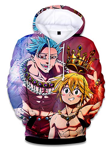 WANHONGYUE Anime Nanatsu No Taizai The Seven Deadly Sins 3D Digitaldruck Kapuzenpullover Hoodie Cosplay Kostüm Pulli Sweatshirt Tops Mäntel 13 XS von WANHONGYUE