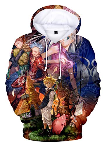 WANHONGYUE Anime Nanatsu No Taizai The Seven Deadly Sins 3D Digitaldruck Kapuzenpullover Hoodie Cosplay Kostüm Pulli Sweatshirt Tops Mäntel 8 M von WANHONGYUE