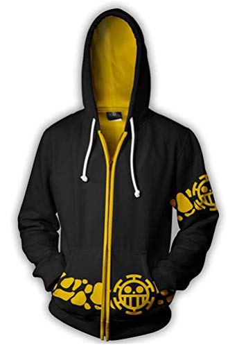 WANHONGYUE Anime One Piece Luffy 3D Druck Hoodie Sweatjacke Full Zip Hoody Kapuzenpullover Sweatshirt Mantel Tops Strickjacke 673/3 XXL von WANHONGYUE