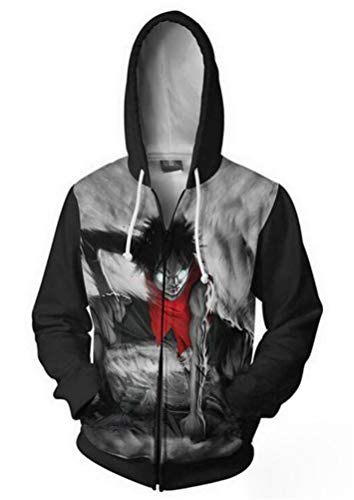 WANHONGYUE Anime One Piece Luffy 3D Druck Hoodie Sweatjacke Full Zip Hoody Kapuzenpullover Sweatshirt Mantel Tops Strickjacke 673/5 XXXXXL von WANHONGYUE