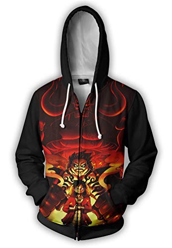 WANHONGYUE Anime One Piece Luffy 3D Druck Hoodie Sweatjacke Full Zip Hoody Kapuzenpullover Sweatshirt Mantel Tops Strickjacke 673/6 XXL von WANHONGYUE