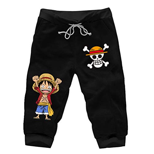 WANHONGYUE Anime One Piece Luffy Herren Sport Shorts Kurze Hose Sweatpants Beach Jogging Hosen Boardshorts Schwarz/12 XXL von WANHONGYUE