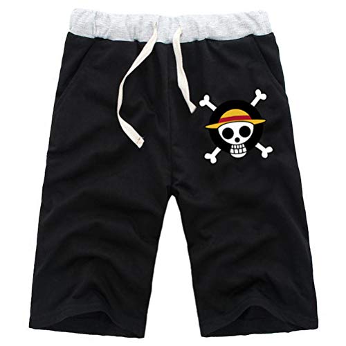 WANHONGYUE Anime One Piece Luffy Herren Sport Shorts Kurze Hose Sweatpants Beach Jogging Hosen Boardshorts Schwarz/3 XL von WANHONGYUE