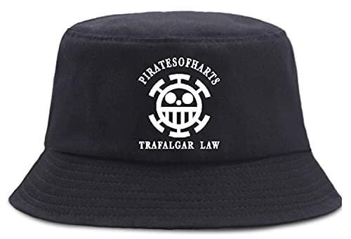 WANHONGYUE Anime One Piece Monkey D Luffy Fischerhut Anglerhut Unisex UV Schutz Sonnenhut Sommer Faltbar Bucket Hut Strand Mütze Schwarz/2 von WANHONGYUE