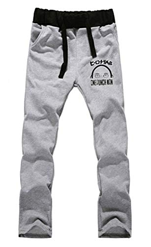 WANHONGYUE Anime One Punch Man Saitama Sweatpants Jogginghose Cosplay Kostüm Lange Trousers Sporthose Trainingsanzug mit Taschen Grau XXL von WANHONGYUE