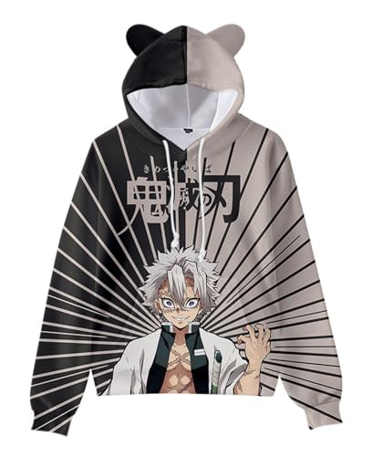 WANHONGYUE Anime Shinazugawa Sanemi 3D Print Hoodie Sweatshirt Women's Cartoon Long Sleeve Pullover Girls Cat Ears Hooded Sweater, Shinazugawa Sanemi 4XL von WANHONGYUE