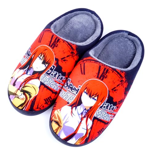 WANHONGYUE Anime Steins Gate Makise Kurisu Slippers Women Men Fuzzy House Slippers with Rubber Sole Winter Warm Indoor Outdoor Anti-slip Shoes von WANHONGYUE