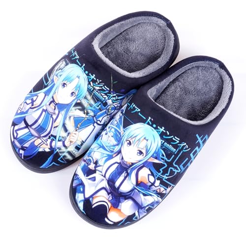 WANHONGYUE Anime Sword Art Online Asuna Yuuki Slippers Women Men Fuzzy House Slippers with Rubber Sole Winter Warm Indoor Outdoor Anti-slip Shoes von WANHONGYUE