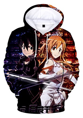 WANHONGYUE Anime Sword Art Online Kirito SAO 3D Digitaldruck Kapuzenpullover Hoodie Cosplay Kostüm Pulli Sweatshirt Tops Mäntel 1 M von WANHONGYUE
