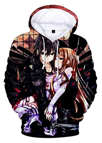 WANHONGYUE Anime Sword Art Online Kirito SAO 3D Digitaldruck Kapuzenpullover Hoodie Cosplay Kostüm Pulli Sweatshirt Tops Mäntel 3 S von WANHONGYUE
