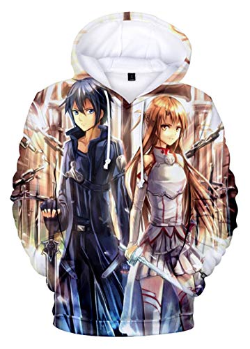 WANHONGYUE Anime Sword Art Online Kirito SAO 3D Digitaldruck Kapuzenpullover Hoodie Cosplay Kostüm Pulli Sweatshirt Tops Mäntel 4 XL von WANHONGYUE