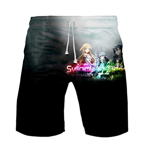 WANHONGYUE Anime Sword Art Online Kirito SAO Herren Badehose Strand Shorts 3D Druck Sommer Beach Shorts Boardshorts 1099/4 XXL von WANHONGYUE