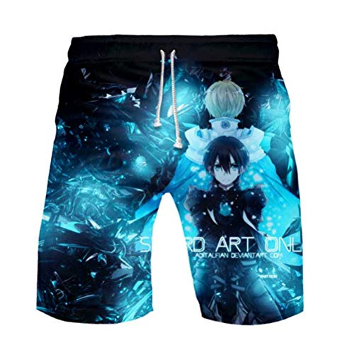 WANHONGYUE Anime Sword Art Online Kirito SAO Herren Badehose Strand Shorts 3D Druck Sommer Beach Shorts Boardshorts 1099/7 XXXL von WANHONGYUE