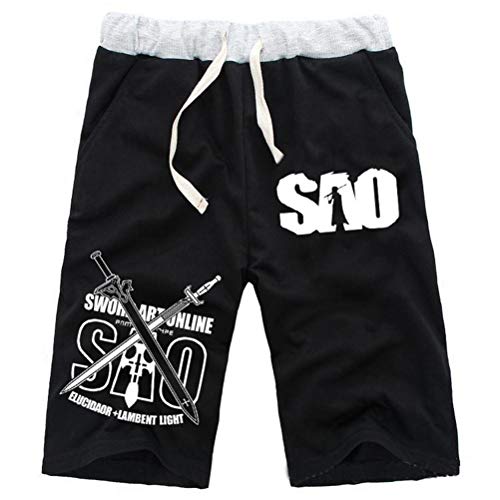 WANHONGYUE Anime Sword Art Online Kirito SAO Herren Sport Shorts Kurze Hose Sweatpants Beach Jogging Hosen Boardshorts Schwarz/1 M von WANHONGYUE