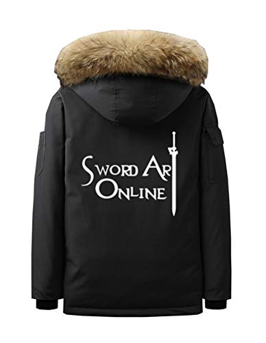 WANHONGYUE Anime Sword Art Online Kirito SAO Parka Winterjacke Mantel Cosplay Kostüm Kapuzenpullover Sweatshirt Coat Strickjacken Schwarz/2 M von WANHONGYUE