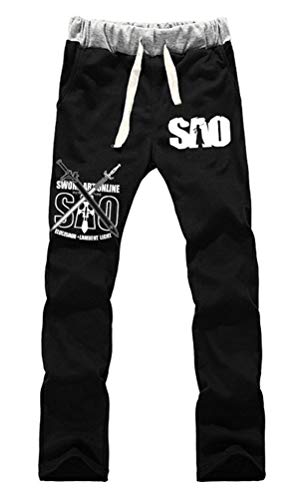 WANHONGYUE Anime Sword Art Online SAO Sweatpants Jogginghose Cosplay Kostüm Lange Trousers Sporthose Trainingsanzug mit Taschen Schwarz 1 L von WANHONGYUE