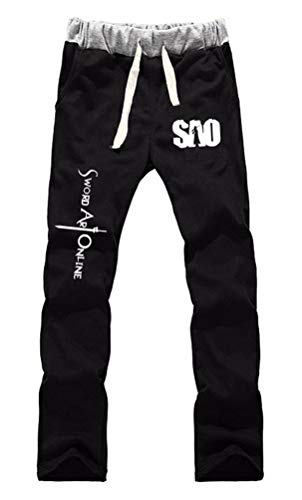 WANHONGYUE Anime Sword Art Online SAO Sweatpants Jogginghose Cosplay Kostüm Lange Trousers Sporthose Trainingsanzug mit Taschen Schwarz 4 XL von WANHONGYUE