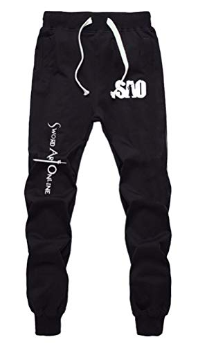 WANHONGYUE Anime Sword Art Online SAO Sweatpants Jogginghose Cosplay Kostüm Lange Trousers Sporthose Trainingsanzug mit Taschen Schwarz 8 L von WANHONGYUE