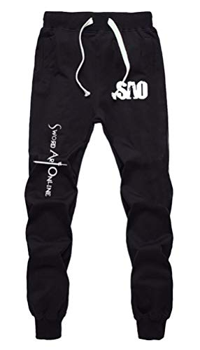 WANHONGYUE Anime Sword Art Online SAO Sweatpants Jogginghose Cosplay Kostüm Lange Trousers Sporthose Trainingsanzug mit Taschen Schwarz 8 XL von WANHONGYUE