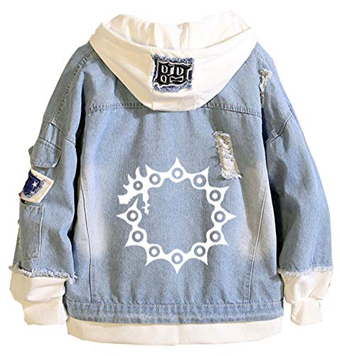 WANHONGYUE Anime The Seven Deadly Sins Nanatsu No Taizai Jeansjacke Hoodie Denim Jacket Unisex Kapuzenpullover Sweatshirt Mantel Blau/12-M von WANHONGYUE