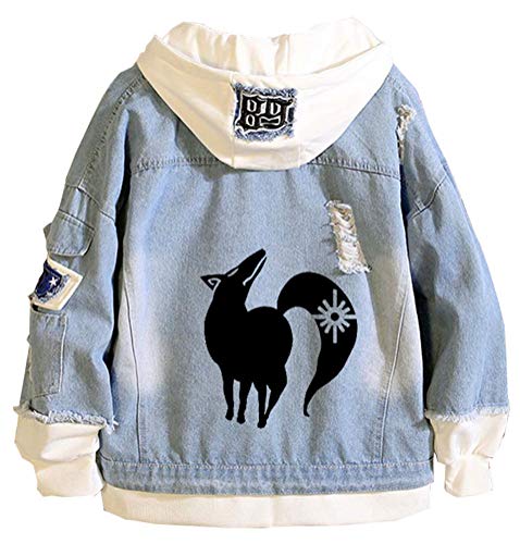 WANHONGYUE Anime The Seven Deadly Sins Nanatsu No Taizai Jeansjacke Hoodie Denim Jacket Unisex Kapuzenpullover Sweatshirt Mantel Blau/9-M von WANHONGYUE